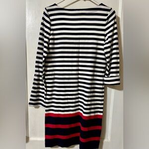 Jones New York Navy and White Striped Top 100% Cotton SzM